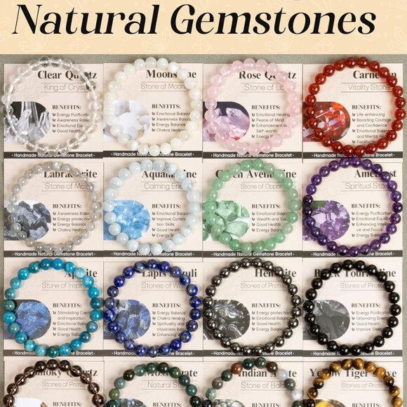 Natural Stone Beaded Stretch Bracelet Healing Crystals Protection Jewelry Gift - Picture 8 of 8